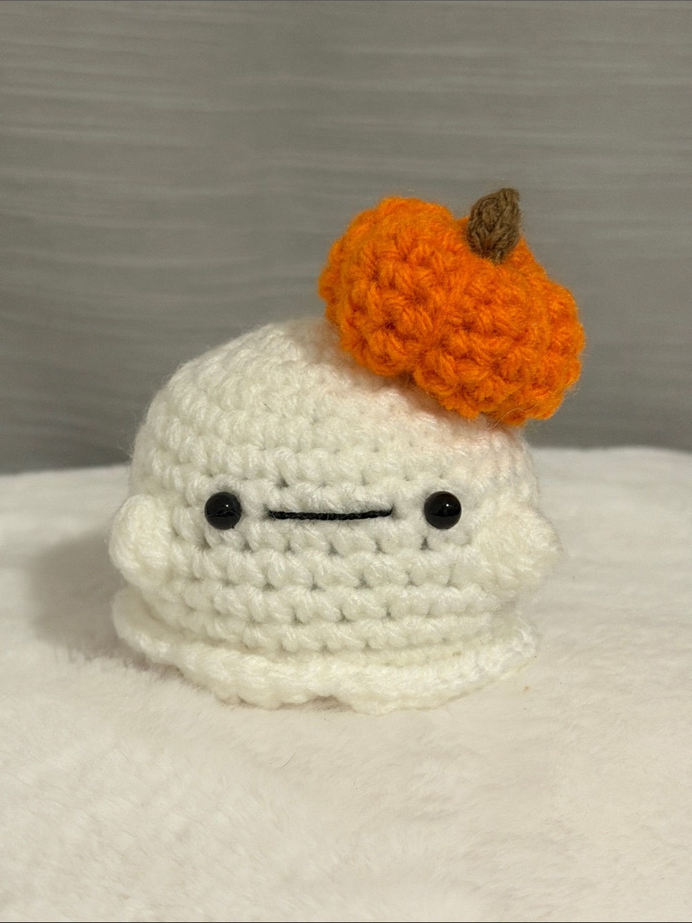 Crochet Halloween Mini ghost with Pumpkin Hat - Picture 1 of 8